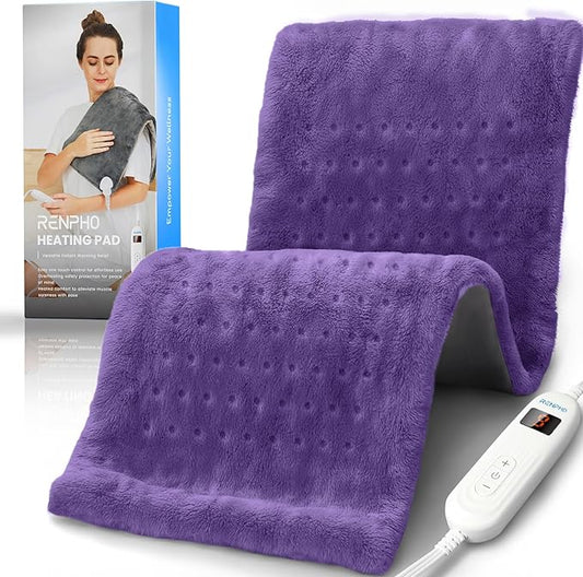 RENPHO Electric Heating Pads, Heating Pad for Back Pain & Cramps Relief, FSA Eligible HSA Store, Mothers Day Gifts & Birthday Gifts for Her Him, ETL Certified, Auto Shut Off, 12" x 24" Violet