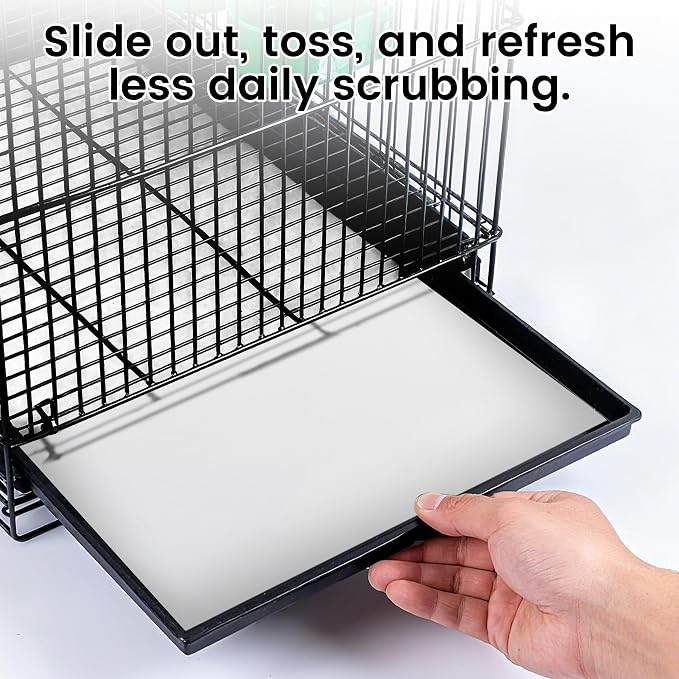 17.7x13.8in Bird Cage Liners,100 Sheets Pre-Cut Cage Tray Pads | Disposable Absorbent Non-woven Pads Absorb Moisture and Collect Feathers for Parrots, Cockatiels, Parakeets and Finches