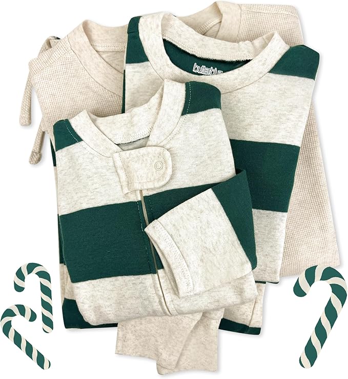JAMIE Matching Family Jammies Holiday Pajamas 100% Organic Cotton PJs Adults, Kids, Toddlers, Baby, Pets