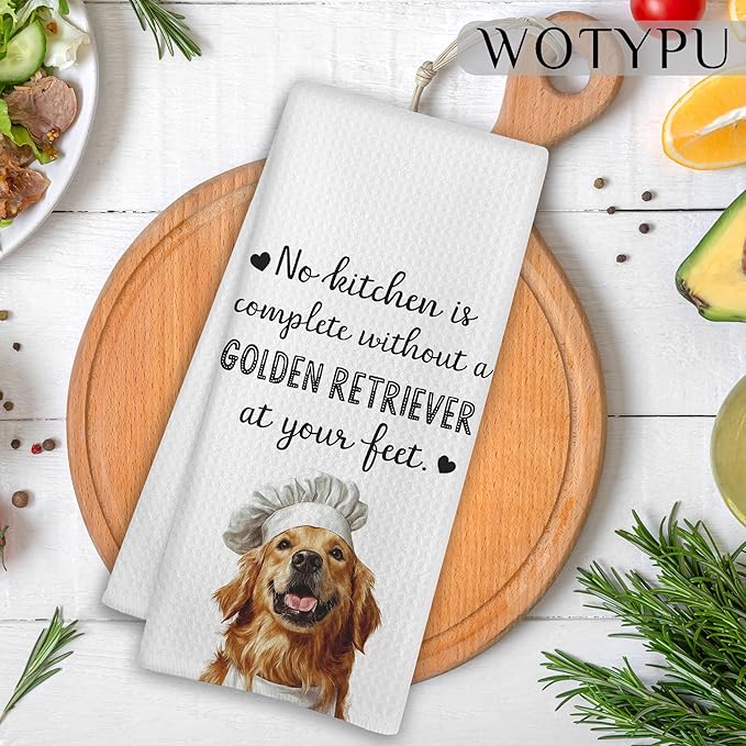 Golden Retriever Gifts Kitchen Towels, Gifts for Golden Retriever Lovers Dish Tea Towels for Kitchen, Dog Lovers Gifts Decorative Hand Towel, 16x24 Inch