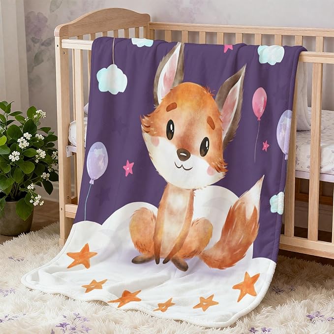 Personalized Fox Baby Blankets, Customized Baby Blanket with Name for Girls, Custom Baby Blankets for Newborn Girls, Soft, Lightweight & Fox Baby Shower, 30"x40"