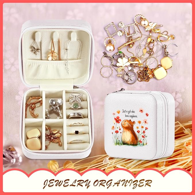 Capybara Jewelry Box, Gifts For Kids Teens Girls, Capybara Lovers Stuff Items Accessories Things Merchandise Decor Merch, Travel Ring Earrings Necklace Organizer Holder!