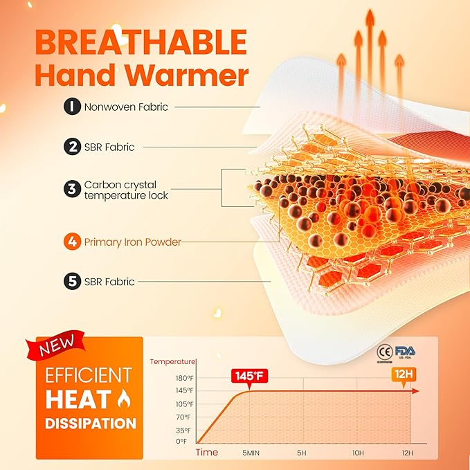 Hand Warmers Disposable 700/500/375/240/175/125/90Pcs, Long-Lasting Up to 12 Hours for Warm Body, Safe Portable Hand Warmers for Foot, Heater for Camping, Fishing, Winter