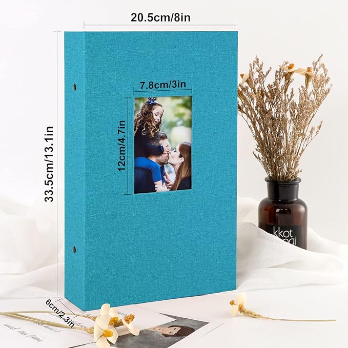 Ywlake Photo Album 4x6 300 Pockets, Linen Photo Albums Holds 300 Horizontal Pictures Only Teal