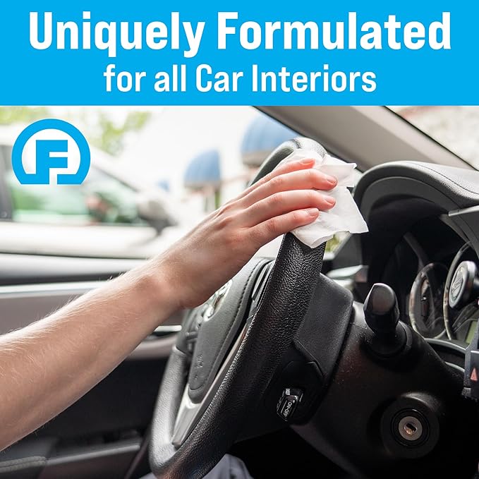 Fortress Car Interior Wipes (25 ct, Pack of 63) for Car Interior Cleaning, Dashboard, Seats, Detailing, and Steering Wheel [Travel Size] Skin-Safe Car Interior Cleaner Supplies