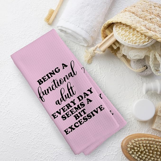 Funny Sarcastic Adult Pink Dish Towels 16x24 Inches, Decorative Absorbent Hand Tea Kitchen Bathroom Towels