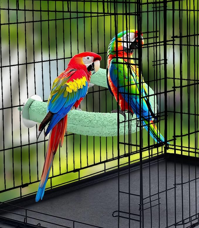 U Shape Parrot Perch Cage for 4cm Large Pad Fits Bird perches | Fits Horizontal Vertical Bars Washable Colorfast Resin Perch for Budgies, Cockatiels to Trim Nails Beak Naturally