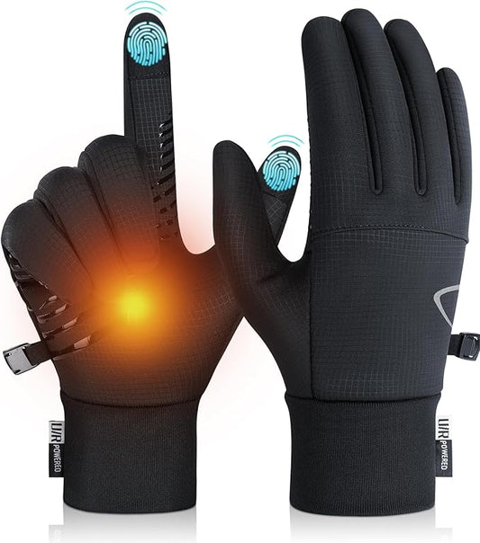 Benirap Winter Gloves for Men Women, Warm Touchscreen Winter Gloves Windproof Non-Slip for Cold Weather Running Cycling Black