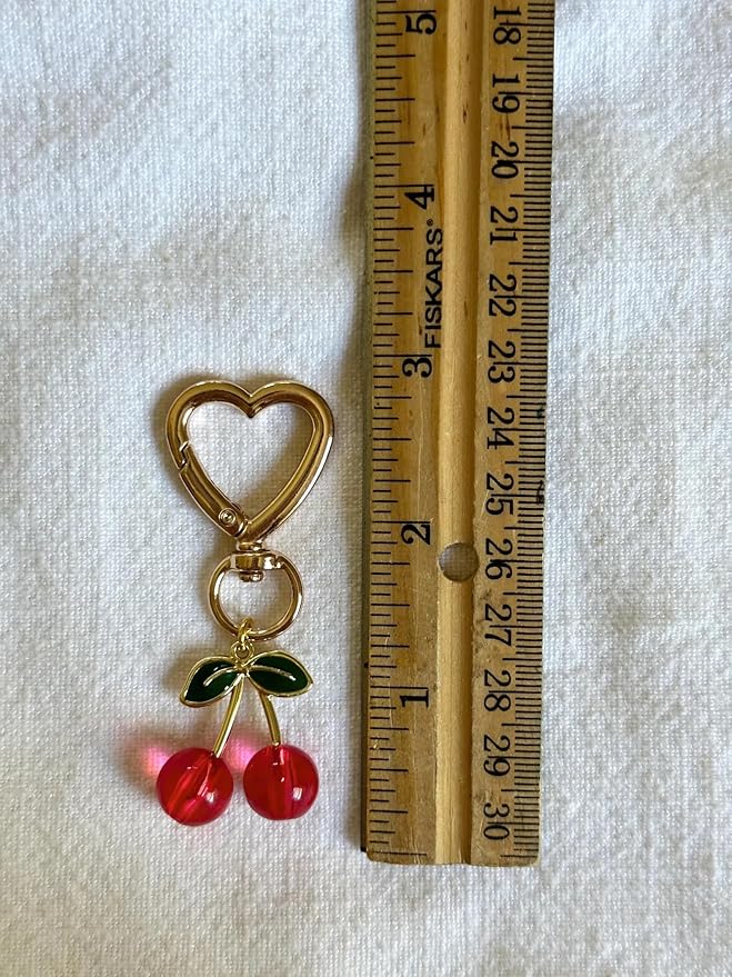 Agromusk Cute Cherry Keychain,Kawaii Cherry Bag Purse Charms for Women Car Keys Decor Gifts Stuff Accessories