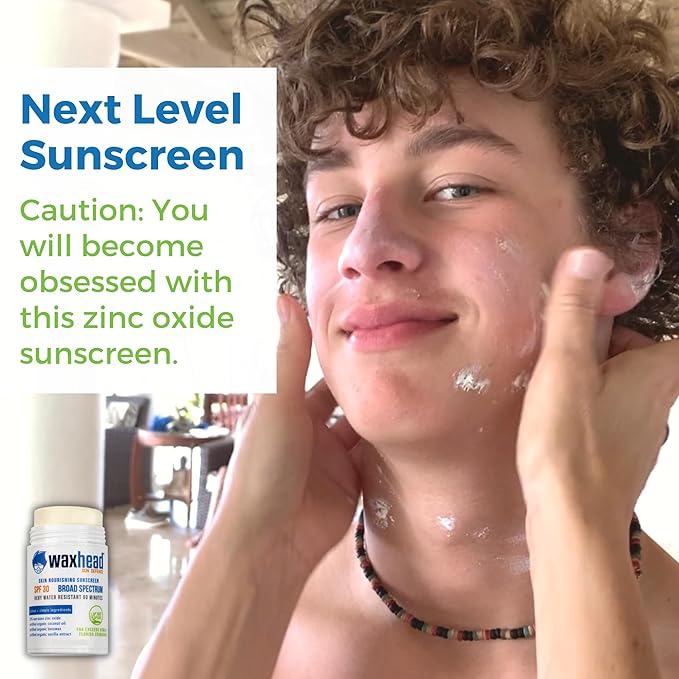 Waxhead Zinc Oxide Sunscreen Stick SPF 30 – Mineral Sunblock for Face & Body, Sport & Surf Reef Safe, Waterproof, Baby & Kids Safe for Sensitive Skin, Non-Nano Organic Tattoo Protection (White, 3.7oz)