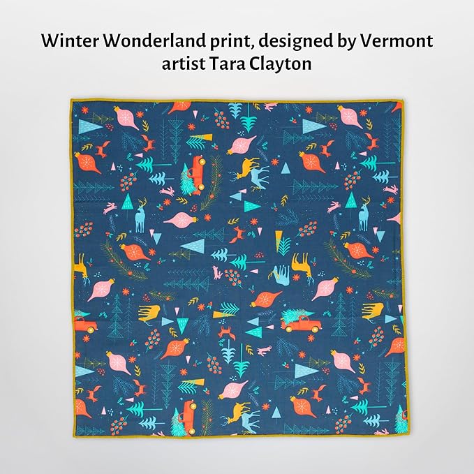 Bee's Wrap Reusable Organic Cotton Fabric Wrapping Paper, Eco Friendly Furoshiki Gift Wrap, Set of 4 Fabric Wraps, Winter Wonderland