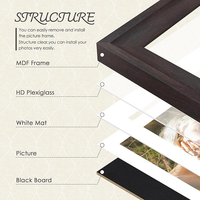 8.5x11 Picture Frame 5x7 Collage Picture Frame Displays Double 5x7 inch Photos or 8.5x11 Certificate (Without Mat) Wall Decor or Tabletop Walnut