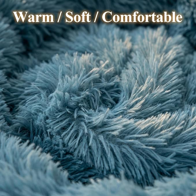 Guinea Pig Bed for Small Animal for Dwarf Rabbits/Hamster/Hedgehog/Ferrets | 11.8 Inch Small Animal Beds Washable，Hideout Soft & Comfortable Donut Bed,Blue