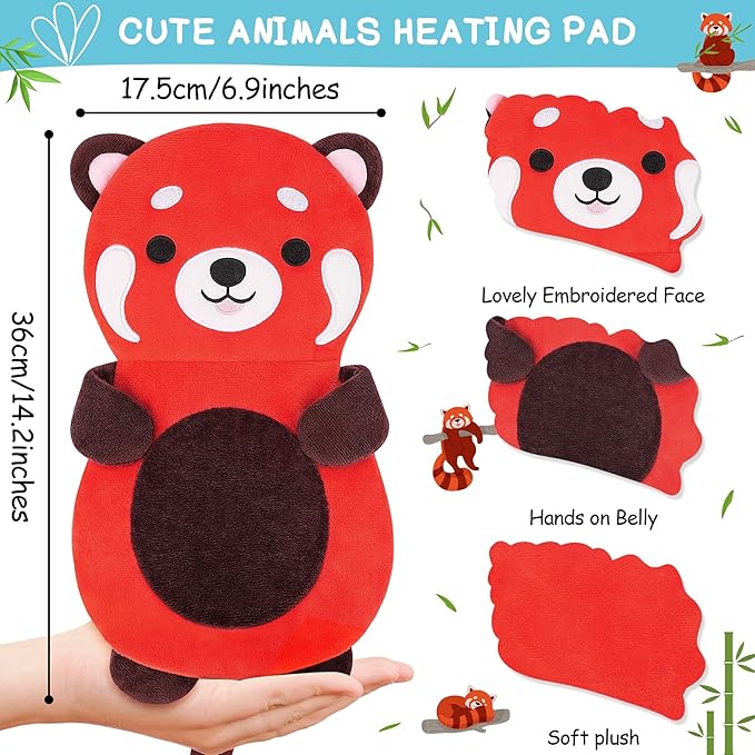 Red Panda Microwave Heating Pad for Period Cramps, Animal Microwavable Heating Pad for Pain Relief with Lavender Scented, Animal Heating Pad for Kids and Women, Warmer Pad for Birthday Mother's Day