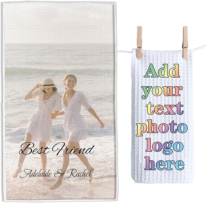 ubmpj Personalized Kitchen Towel Custom Waffle Weave Towel Gift for Housewarming Wedding Friend Birthday