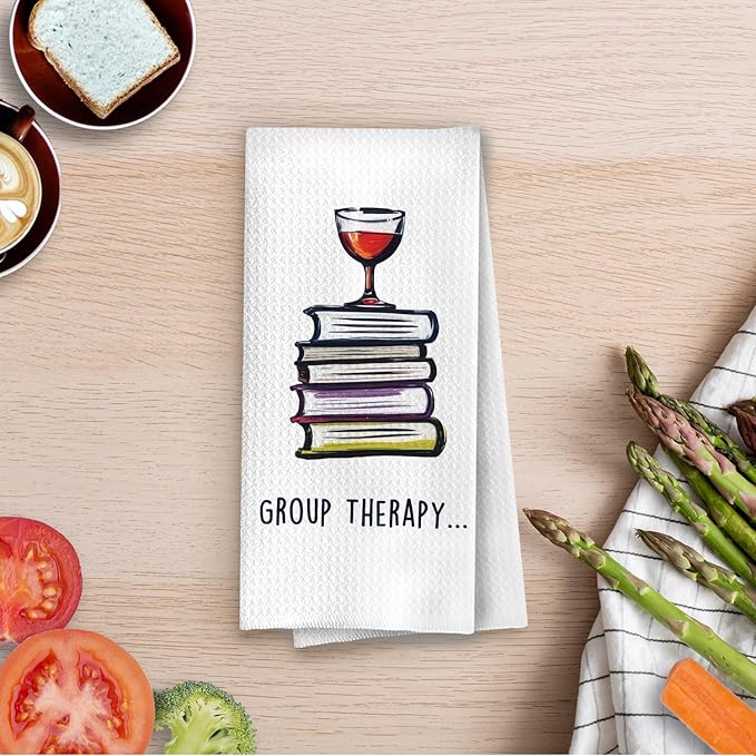 Wine Gifts Kitchen Towels - Wine Lovers Gifts Dish Towels, Book Lover Reader Librarian Gifts Decorative Waffle Hand Tea Towel, 16x24 Inches