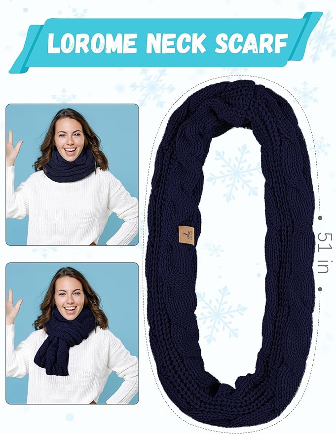 Winter Beanie Hat Scarf Gloves, Warm Fleece Knit Hats Touch Screen Gloves Neck Scarf Set Winter Gifts for Unisex Adult