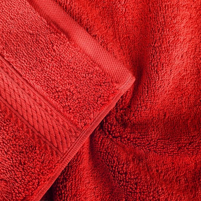 BLUENILEMILLS Madison Egyptian Cotton Towels, Towel Set for Bathroom, Shower, Hotel, Plush, 900 GSM, Highly Absorbent and Ultra-Soft Towels, Bath Essentials, 8 Piece Assorted Towel Set, Red