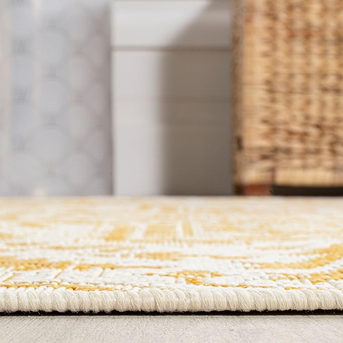 JONATHAN Y Boho Medallion Indoor Outdoor Area Rug 3X5 Cream/Yellow, Estrella Textured Weave for Backyard, Patio, Porch, Easy-Cleaning, High Traffic, Pet-Friendly, Non-Shedding (SMB105H-3)