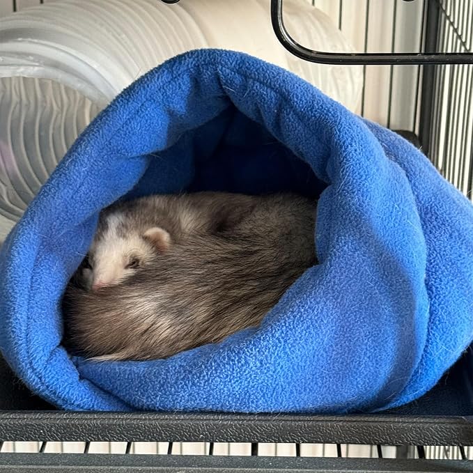 Ferret Bed Cave and Hideouts Comfortable，Hideaway Bed Accessories for CageBeds and Hideouts Safe & Cozy for All Ages Ferrets (Blue)