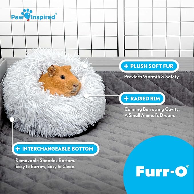 Paw Inspired Furr-O Burrowing Pet Bed Enrichment, Removable Base, Beige | Cozy Carrier Toy, Zip-On Spandex and Fleece Bottoms, Hideout Cage Accessories for Guinea Pigs, Hamsters, Small Pets, Animals