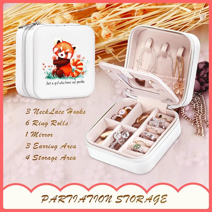 Red Panda Jewelry Box, Gifts For Teens Girls, Red Panda Lovers Stuff Items Accessories Things Merchandise Decor Merch, Travel Ring Earrings Necklace Organizer Holder!