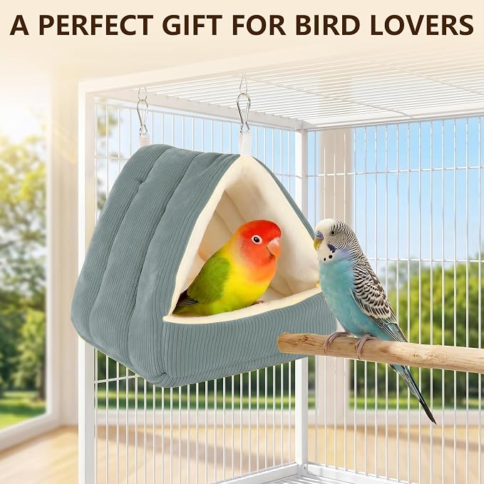 Small Winter Warm Plush Bird Nest Bed for Cage (Medium, Dark Gray) | Soft Hanging Bird Hammock Hideaway Hut for Budgies,Cockatiels,Parakeets,Small Medium Birds and Guinea Pig,Washable Bird Bed