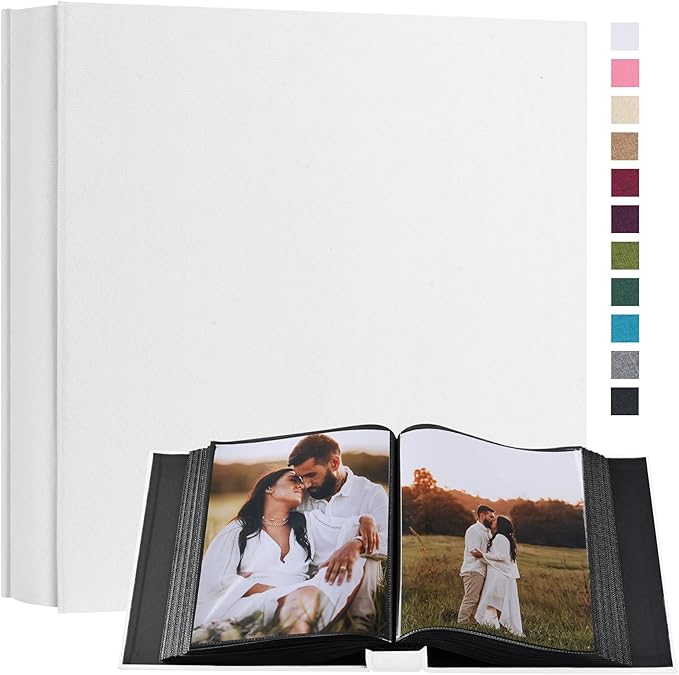 potricher Small 8x10 Photo Album 160 Pockets Linen Cover Large Capacity Picture Book for Family Wedding Anniversary and Baby (White)