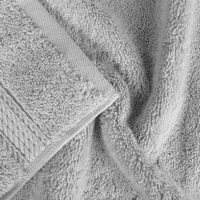 BLUENILEMILLS Madison Egyptian Cotton Towels, Towel Set for Bathroom, Shower, Hotel, Plush, 900 GSM, Highly Absorbent and Ultra-Soft Towels, Bath Essentials, 8 Piece Assorted Towel Set, Silver