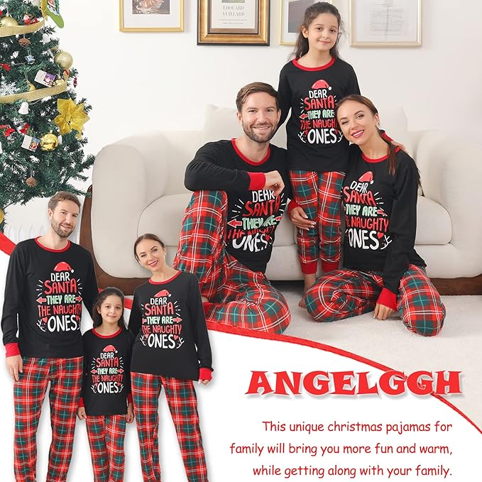 ANGELGGH Matching Christmas Pajamas for Family, Cute Vacation PJs Sets for Couples/Women/Men, Xmas 2 Piece Jammies Sleepwear