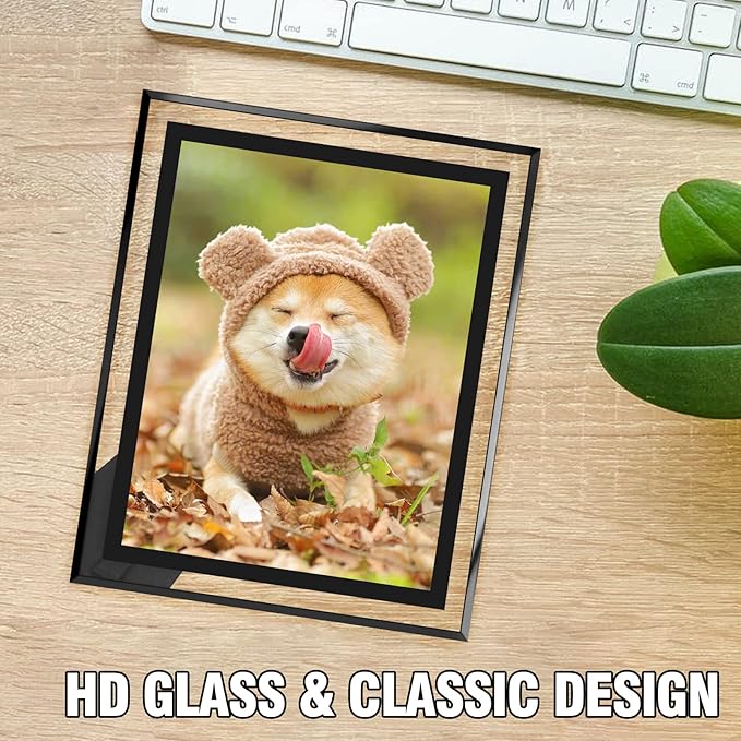 8x10 Picture Frames Black - Set of 2, HD Real Glass 8 by 10 Photo Frame for Tabletop Display, Wedding Birthday Christmas Day Gifts (8 x 10, Black)