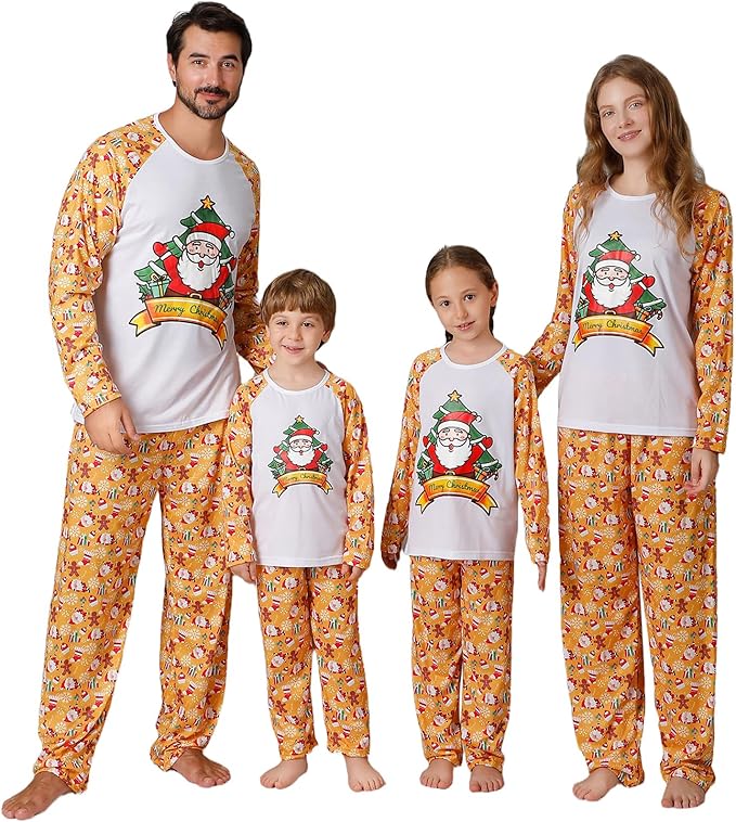 ANGELGGH Matching Christmas Pajamas for Family, Cute Vacation PJs Sets for Couples/Women/Men, Xmas 2 Piece Jammies Sleepwear