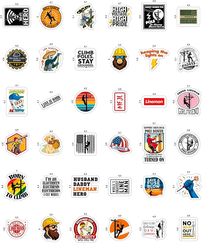 100Pcs Lineman Stickers for Hard Hats, Funny, for Water Bottle - Lineman Party Supplies & Party Decorations - Hard Hat Stickers - Gift for Women & Men