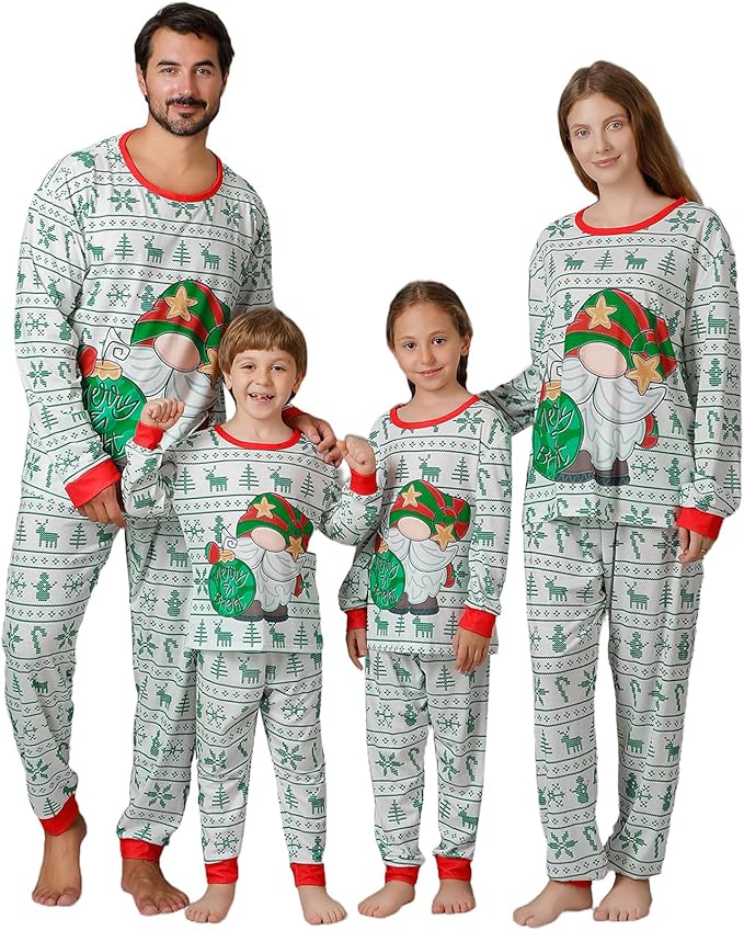 ANGELGGH Matching Christmas Pajamas for Family, Cute Vacation PJs Sets for Couples/Women/Men, Xmas 2 Piece Jammies Sleepwear