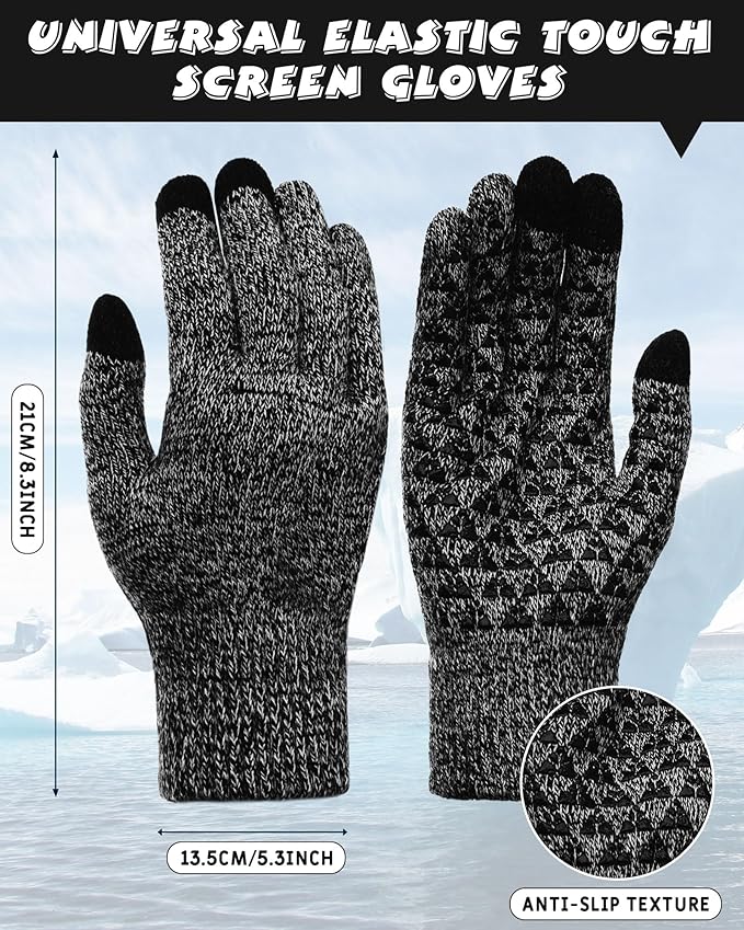 10 Pieces Winter Hat Beanie Scarf Touch Screen Gloves and Sock Set Slouchy Knit Skull Cap Beanies Fleece Lining Neck Warmer
