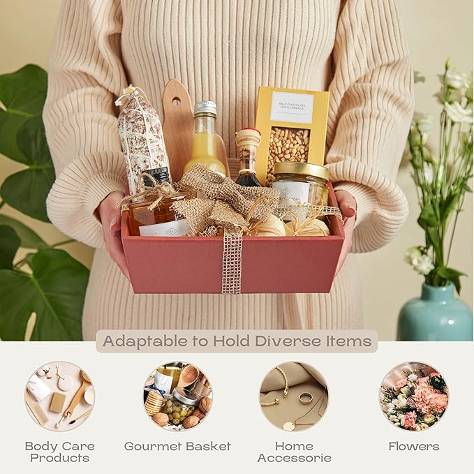 Pack of 5 Baskets for Gifts - Empty Gift Baskets Ideal for Christmas Gifts and Decorative Trays for Home | 9" x 6.69" x 3.14" Corten Silk