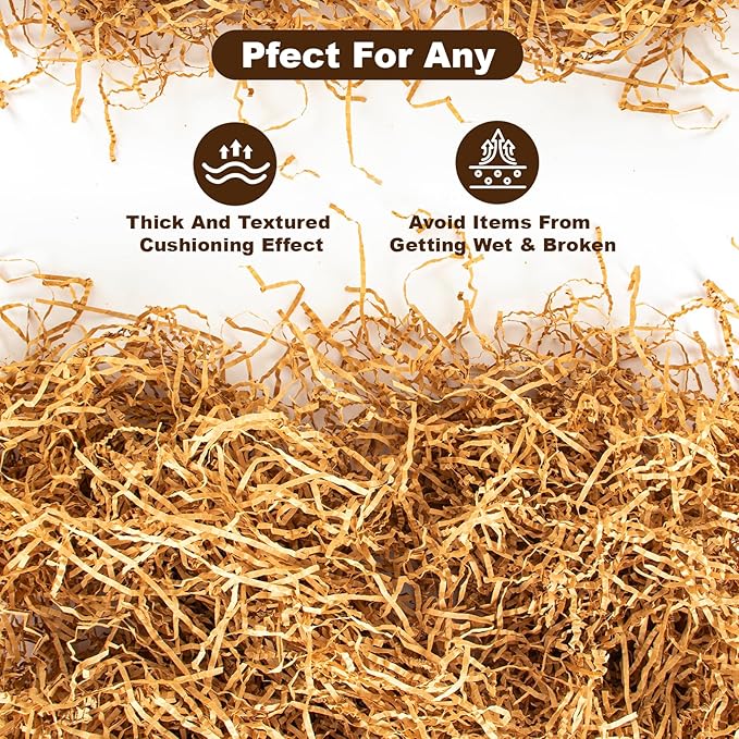 2LB Crinkle Cut Paper Shred Filler,Shredded Paper For Gift Basket Filler,White Confetti,Crinkle Cut Papers For Gifts Wrapping, Basket Filling, Birthdays, Weddings, Anniversaries-Brown