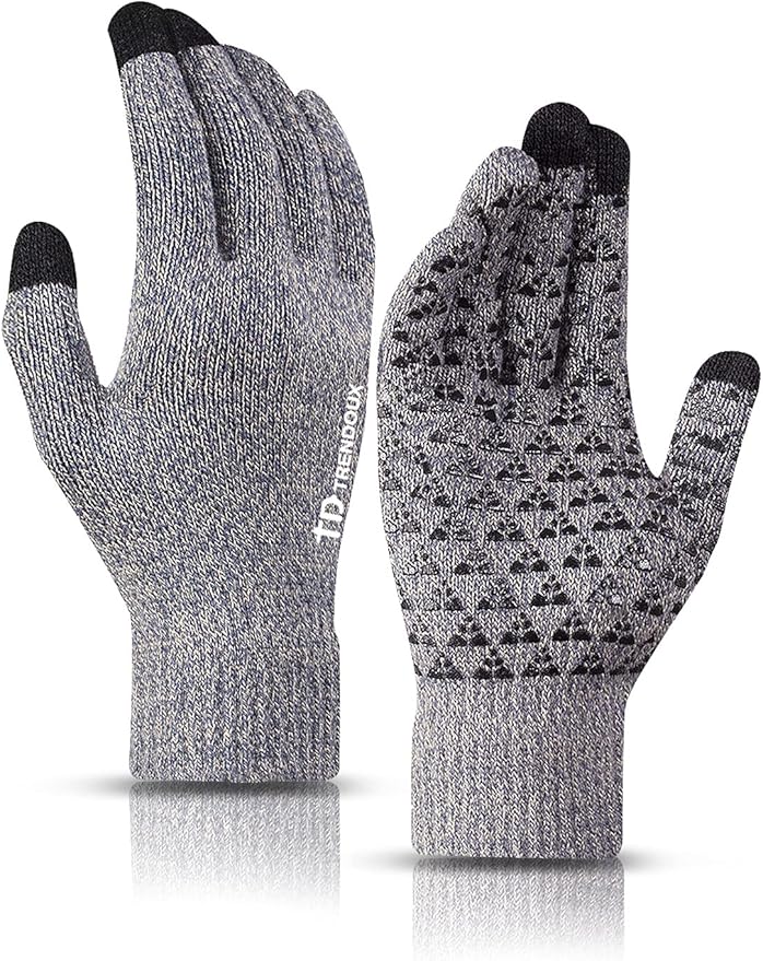 TRENDOUX Winter Gloves for Men Women - Upgraded Touch Screen Cold Weather Thermal Warm Knit Glove for Running Driving Hiking