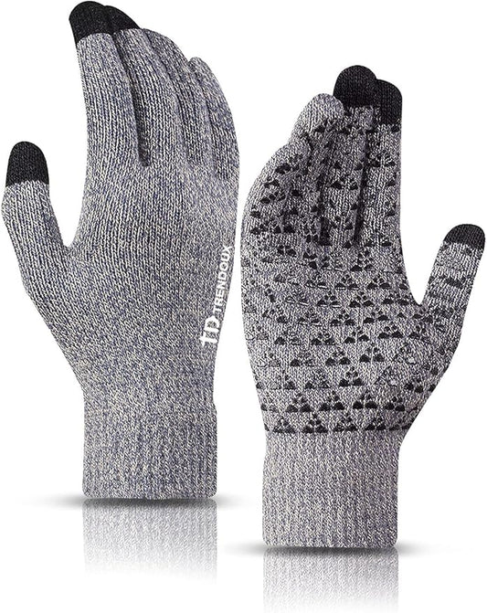 TRENDOUX Winter Gloves for Men Women - Upgraded Touch Screen Cold Weather Thermal Warm Knit Glove for Running Driving Hiking