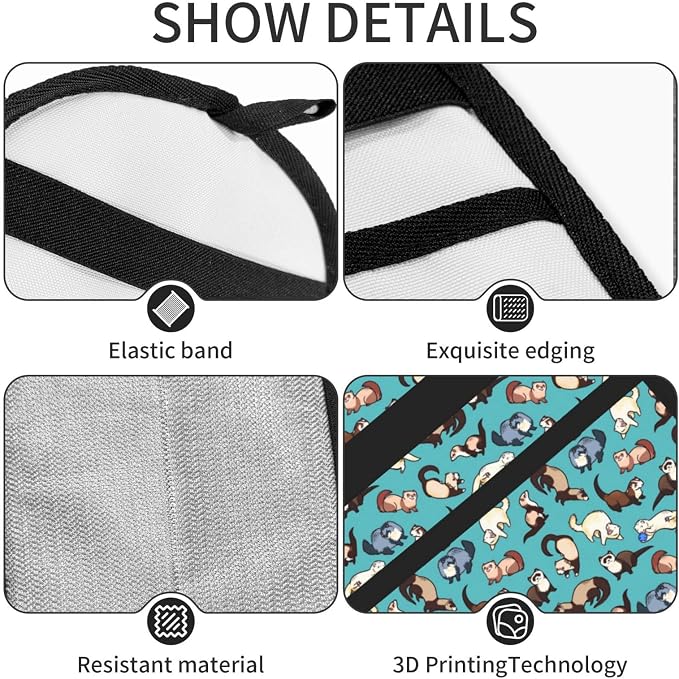 Cute Ferret Pet Hair Removal Gloves, Reusable Dog Cat Grooming Mitt | Electrostatic Brush Attracts Pet Hair From Furniture, Carpets, Pet Beds & Clothes. Hanging Loop For Easy Storage