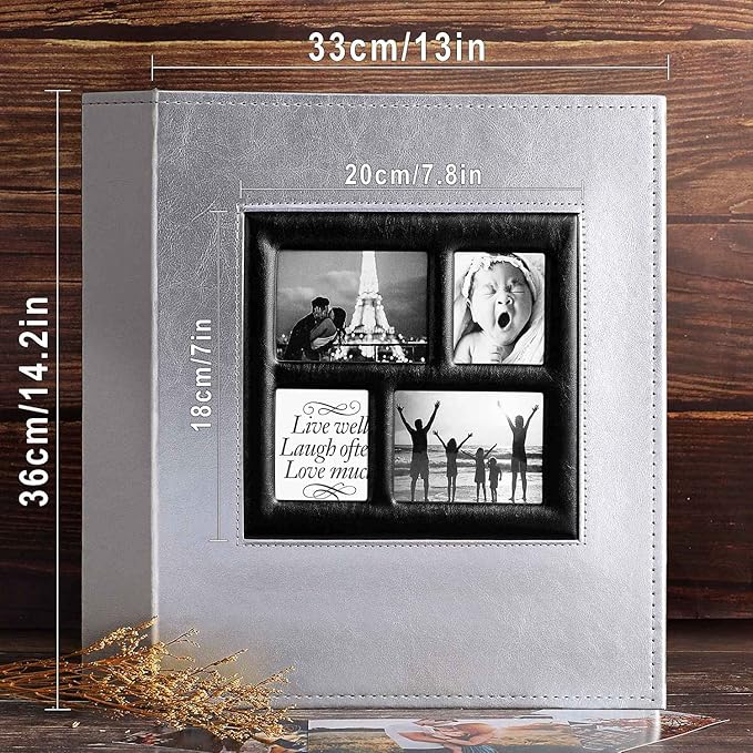 Ywlake Photo Album 4x6 600 Pockets Photos, Extra Large Capacity Family Wedding Picture Albums Holds 600 Horizontal and Vertical Photos Silver