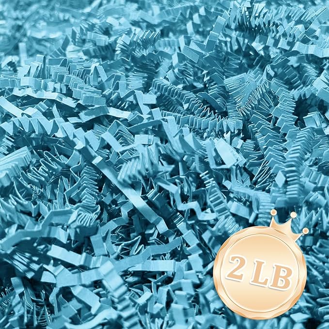 2 LB Deep Blue Crinkle Cut Paper Shred Filler Great for Gift Wrapping, Deep Blue Basket Fillers, Birthday, Gift Wrapping, Anniversary, Halloween Thanksgiving Christmas Party Decor Filling Supplies
