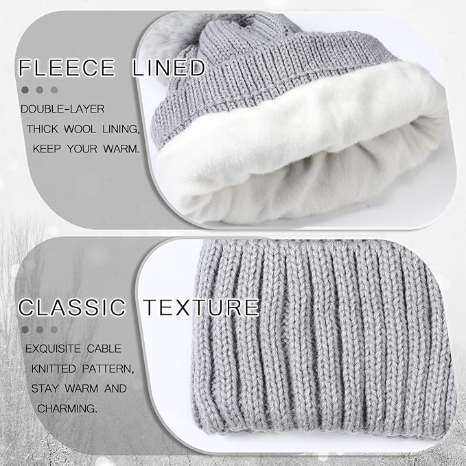 Geyoga 6 Pcs Winter Warm Set for Women Warm Beanies Hats Touchscreen Gloves Long Scarf Ear Muffs Socks Winter Gifts for Women