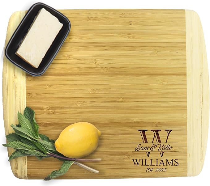 My Personal Memories Premium Bamboo Cutting Boards - Monogrammed Wedding Cutting Board Housewarming - Customized (MEDIUM - 13" x 11")