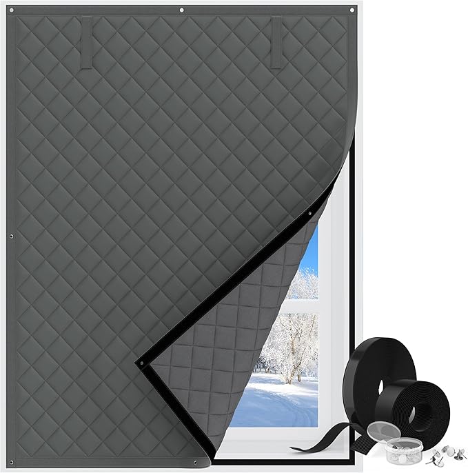 Thermal Window Cover for Winter,47" X 63" for Window Insulation for Summer Heat, Oxford Cloth Cotton Layer Thermal Window Cover to Keep Heat, Window Heat Blocker Fits Up to 3 x 5 Ft Window