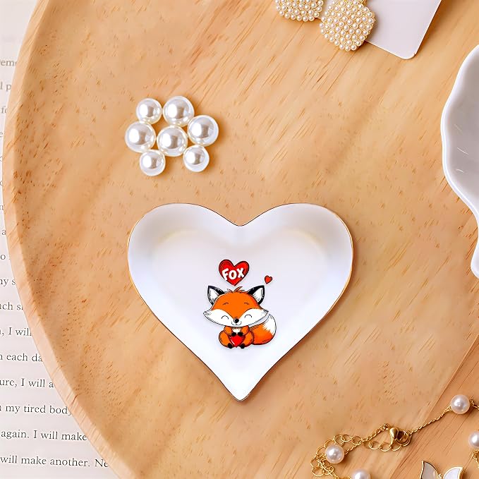 Fox Ring Holder Dish Tray, Gifts For Women Teens Girls, Fox Lovers Themed Stuff Accessories Things Decor Merch, Home Room Ring Earrings Necklace Organizer Holder!