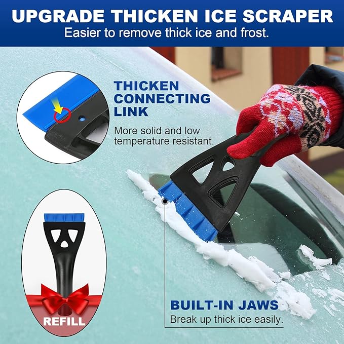 34" Extendable Ice Scrapers for Car Windshield 2-in-1 Snow Brush for Car Snow Scraper for Car Snow Scraper and Drush with Ergonomic Foam Grip for Cars, Trucks, SUVs with 360° Pivoting Brush Head Blue