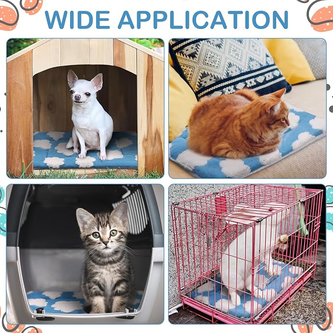 Haull 4 Pcs Waterproof Guinea Pig Bedding Soft Dog Cat Bed Crate Mat Small Animal Plush Cage Liners Rabbit Bunny Kennel Pad Reversible Cozy Pee Thickened Hamster Pad(White Cloud,13 x 18.5 Inch)