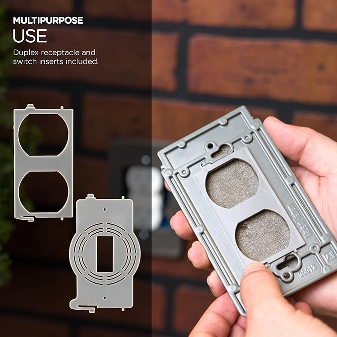 UltraPro Metal Outdoor Electrical Outlet Cover 2 Pack, Heavy Duty Single Gang Outdoor Outlet Cover Weatherproof Enclosure, 84244