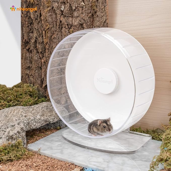 Niteangel Super-Silent Hamster Exercise Wheels: Quiet 10 inch Running Wheel | Can 10.6-13.4" Adjustable Height - No Bend Back Spinner Running for Dwarf Syrian Hamster Gerbils Mice Or Other Small Animal